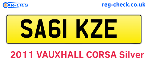 SA61KZE are the vehicle registration plates.