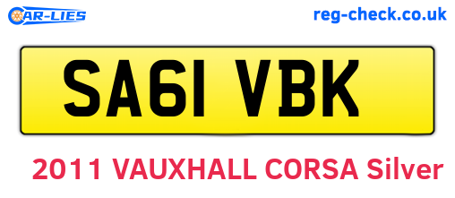 SA61VBK are the vehicle registration plates.