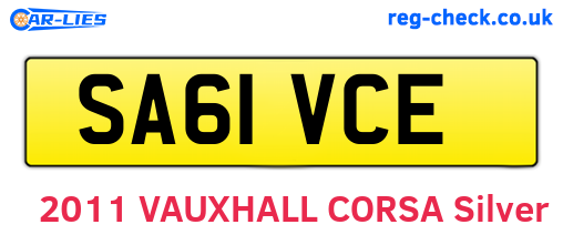 SA61VCE are the vehicle registration plates.