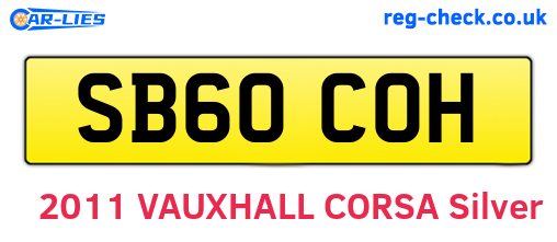 SB60COH are the vehicle registration plates.