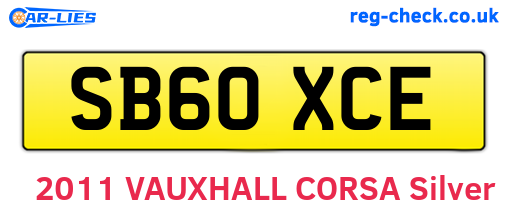 SB60XCE are the vehicle registration plates.