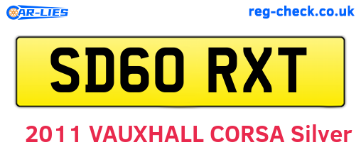 SD60RXT are the vehicle registration plates.