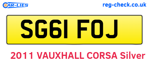 SG61FOJ are the vehicle registration plates.