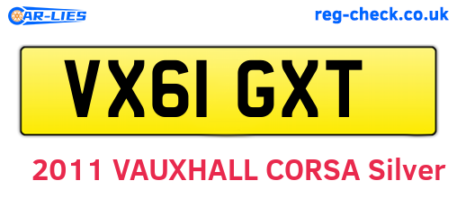 VX61GXT are the vehicle registration plates.