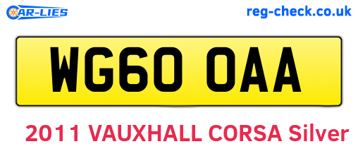 WG60OAA are the vehicle registration plates.
