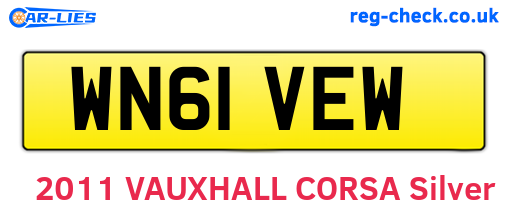 WN61VEW are the vehicle registration plates.