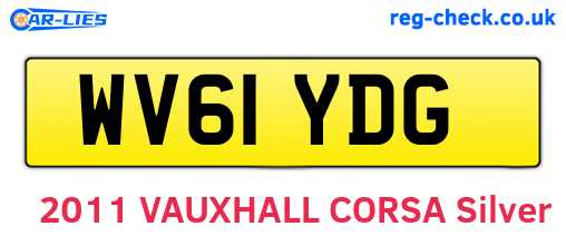 WV61YDG are the vehicle registration plates.