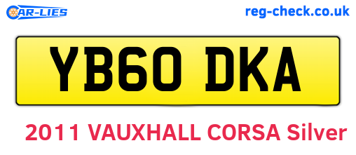 YB60DKA are the vehicle registration plates.