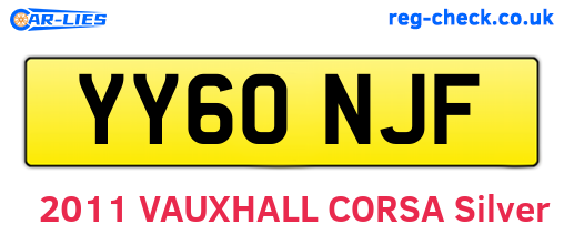 YY60NJF are the vehicle registration plates.