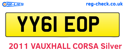 YY61EOP are the vehicle registration plates.