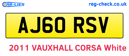 AJ60RSV are the vehicle registration plates.