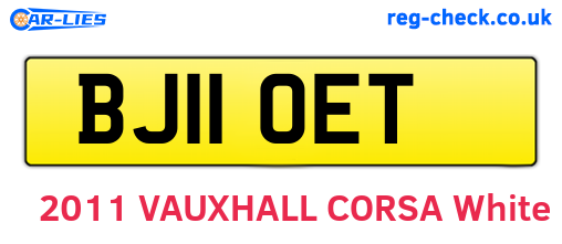 BJ11OET are the vehicle registration plates.