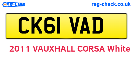 CK61VAD are the vehicle registration plates.