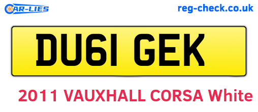 DU61GEK are the vehicle registration plates.