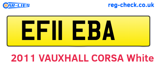 EF11EBA are the vehicle registration plates.