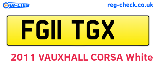 FG11TGX are the vehicle registration plates.