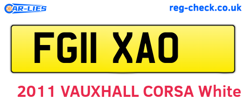 FG11XAO are the vehicle registration plates.
