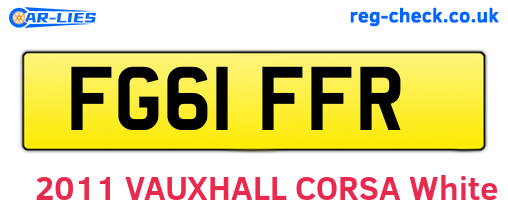 FG61FFR are the vehicle registration plates.