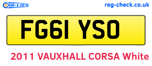 FG61YSO are the vehicle registration plates.