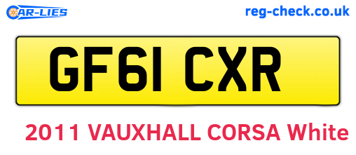 GF61CXR are the vehicle registration plates.