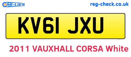 KV61JXU are the vehicle registration plates.