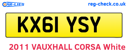 KX61YSY are the vehicle registration plates.