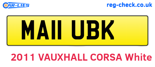 MA11UBK are the vehicle registration plates.