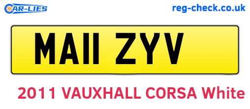 MA11ZYV are the vehicle registration plates.