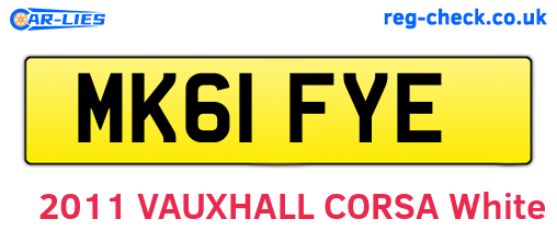 MK61FYE are the vehicle registration plates.