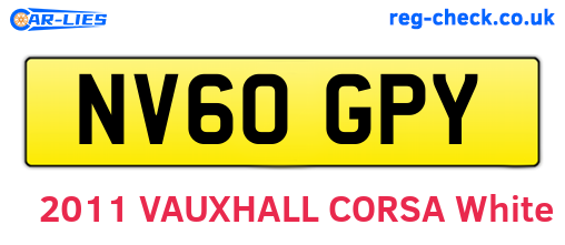 NV60GPY are the vehicle registration plates.