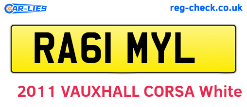 RA61MYL are the vehicle registration plates.