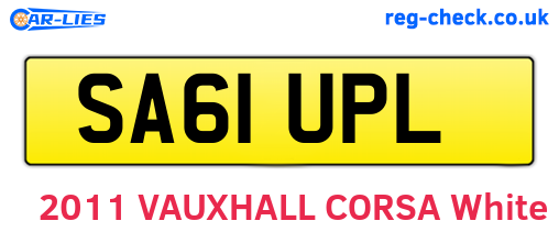 SA61UPL are the vehicle registration plates.