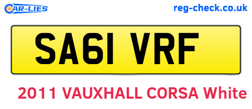 SA61VRF are the vehicle registration plates.