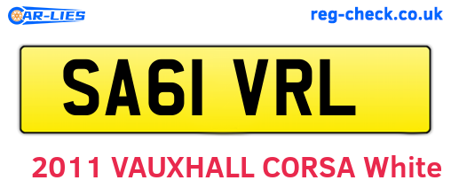 SA61VRL are the vehicle registration plates.