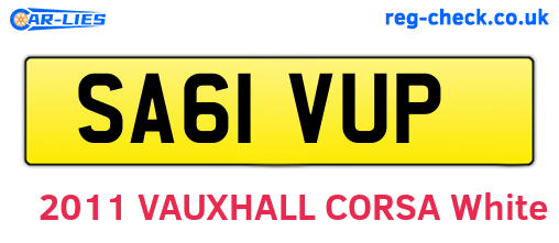 SA61VUP are the vehicle registration plates.