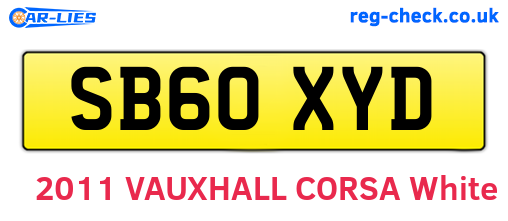 SB60XYD are the vehicle registration plates.