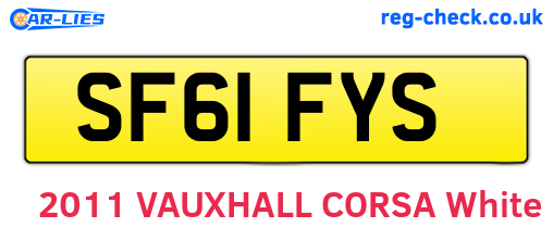SF61FYS are the vehicle registration plates.
