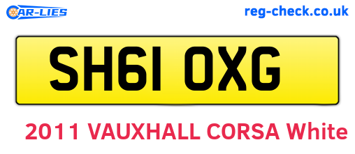SH61OXG are the vehicle registration plates.