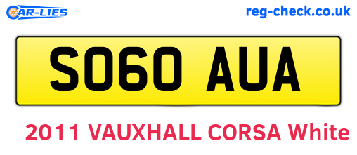 SO60AUA are the vehicle registration plates.