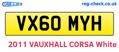 VX60MYH are the vehicle registration plates.