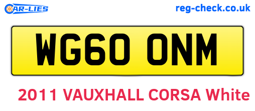 WG60ONM are the vehicle registration plates.