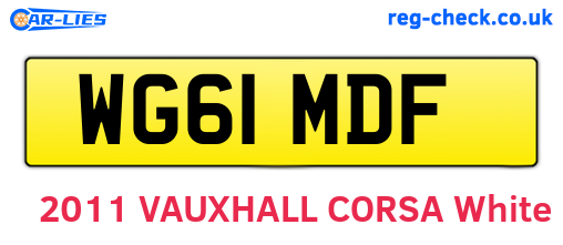 WG61MDF are the vehicle registration plates.
