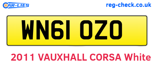 WN61OZO are the vehicle registration plates.