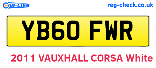 YB60FWR are the vehicle registration plates.