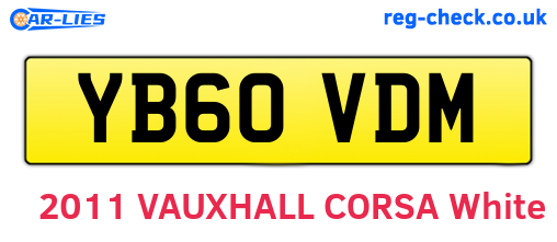YB60VDM are the vehicle registration plates.