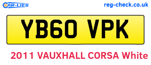YB60VPK are the vehicle registration plates.