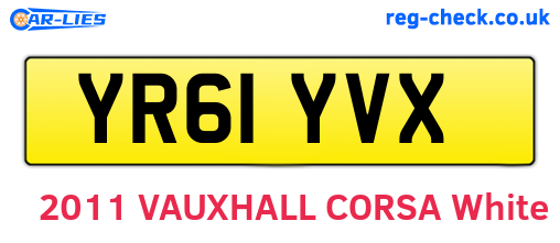 YR61YVX are the vehicle registration plates.