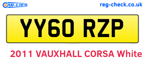 YY60RZP are the vehicle registration plates.