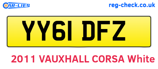 YY61DFZ are the vehicle registration plates.