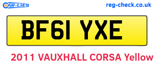 BF61YXE are the vehicle registration plates.